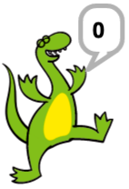 Dino (a dinosaur) saying 0